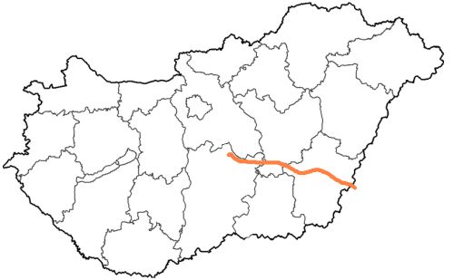 Az M44-es tervezett nyomvonala (Forrás: Wikipedia, jojoka2)